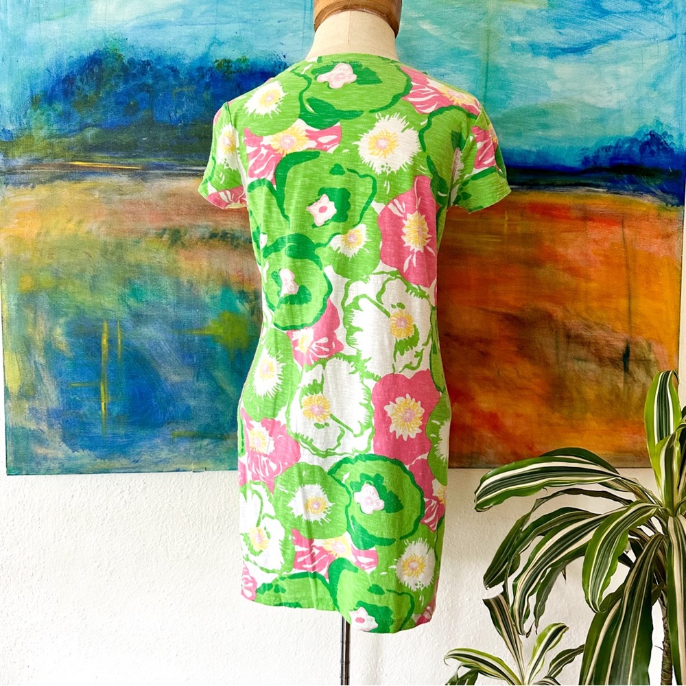 Lilly Pulitzer Womens Pink & Green Floral T-Shirt Dress Beach Cover Up - Picture 3 of 6
